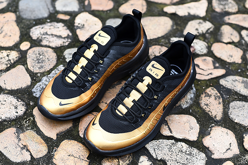 New Nike Air Max 98 Black Yellow Gold Shoes